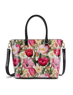 Serenade - SF21-8787 Spring Tulip Patent Leather Grip Handle Bag