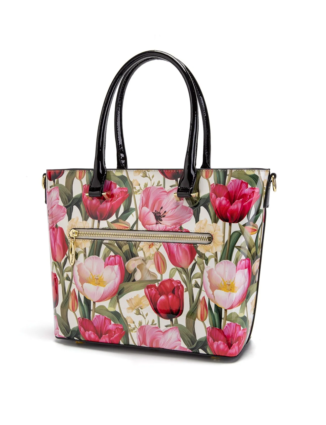 Serenade - SF21-8787 Spring Tulip Patent Leather Grip Handle Bag