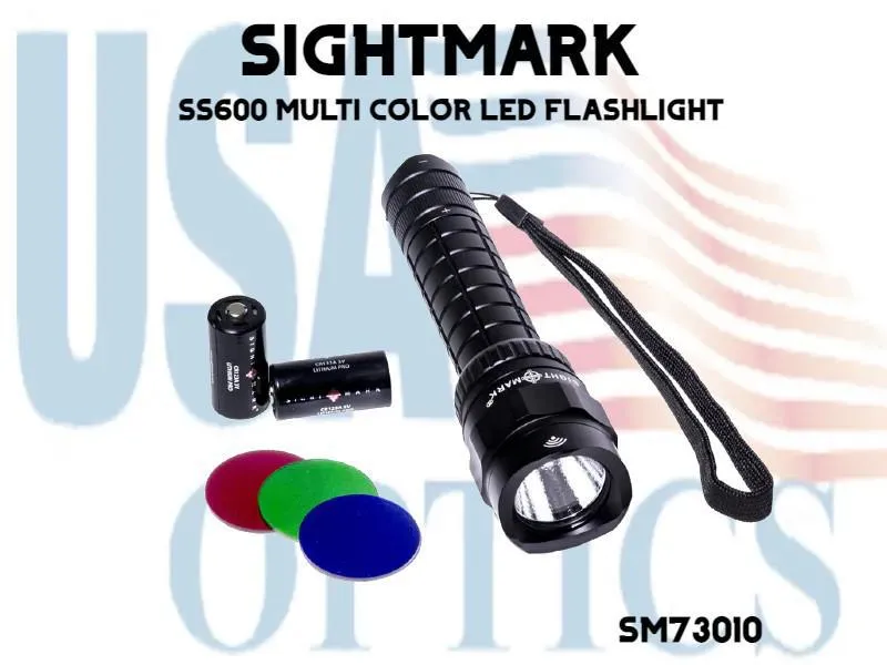 SIGHTMARK, SM73010, SS600 MULTI COLOR LED FLASHLIGHT