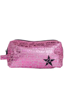 Signature in Pink Rebel Makeup Bag with Black Zipper