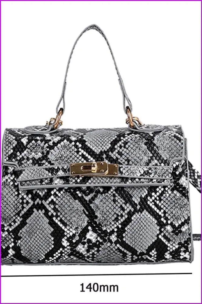 Snake Skin Flap Leather Bag F204