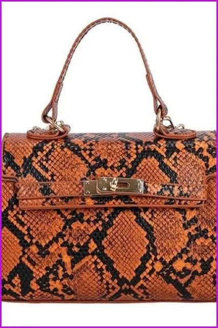 Snake Skin Flap Leather Bag F204