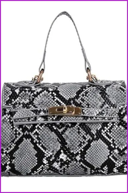 Snake Skin Flap Leather Bag F204