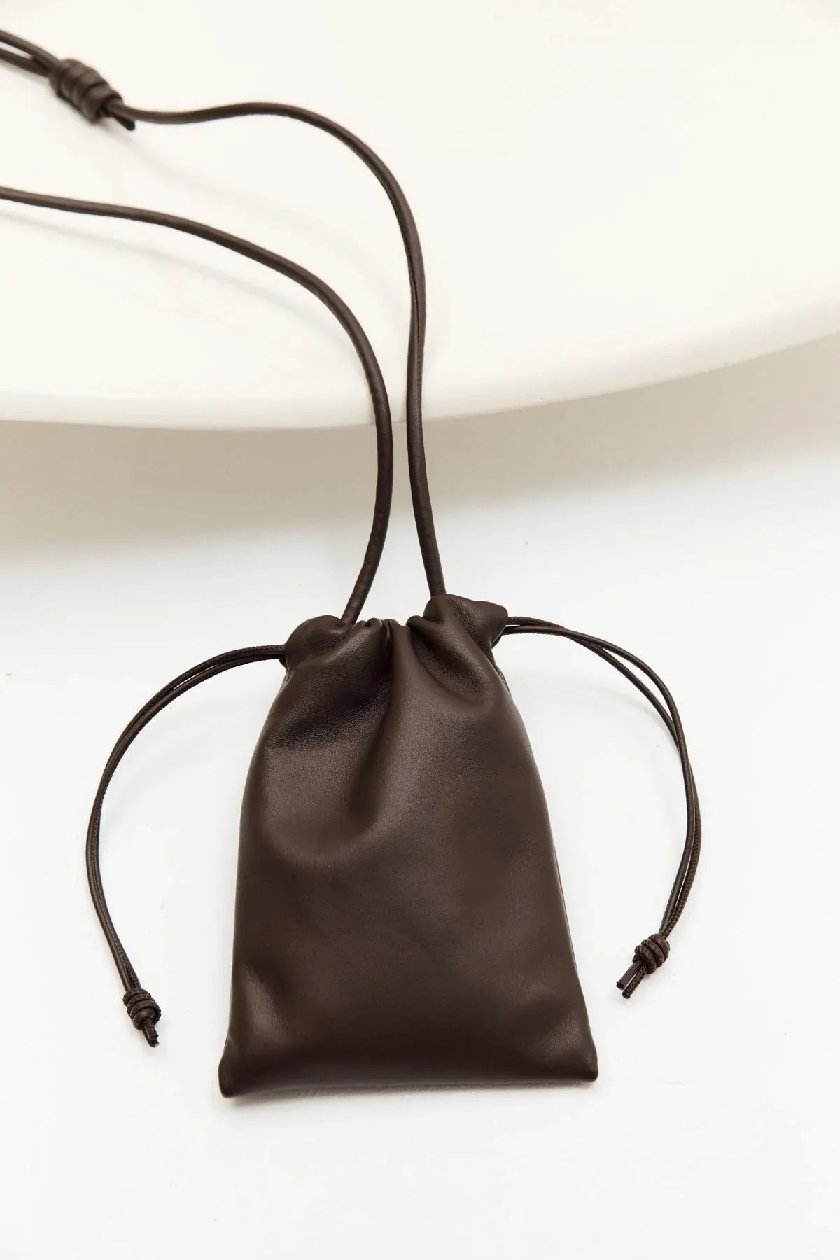 SOFT DRAWSTRING POUCH CHOCOLATE