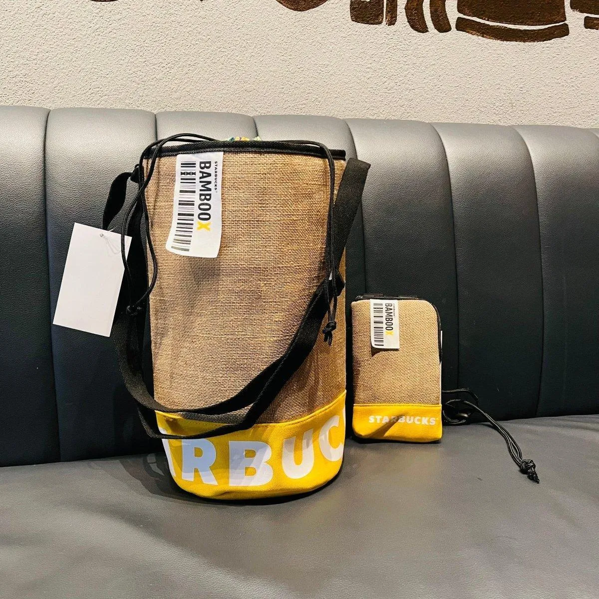 Starbucks Bamboo Bucket Bag and Phone Purse Set (Starbucks Bamboo Bag 2022 Collection)