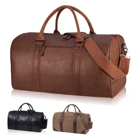 SYFashion™ Men's Vintage Leather 52L Oversized Travel Gym Duffle Weekend Bag