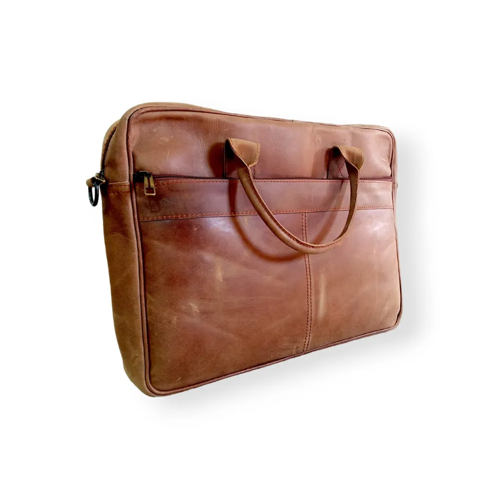 Tan Leather Laptop Bag for Men