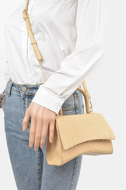 TEEK - Faux Straw Top Handle Crossbody Swing Bag