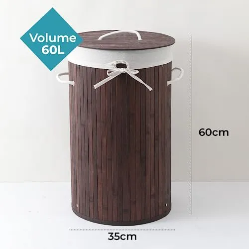 The Better Home Bamboo Laundry Bag 72 Litres With Lid (Pack of 4) | Foldable Laundry Basket For Clothes | Washing Clothes Basket | Clothes Bin - (2 Light Brown & 2 Dark Brown)