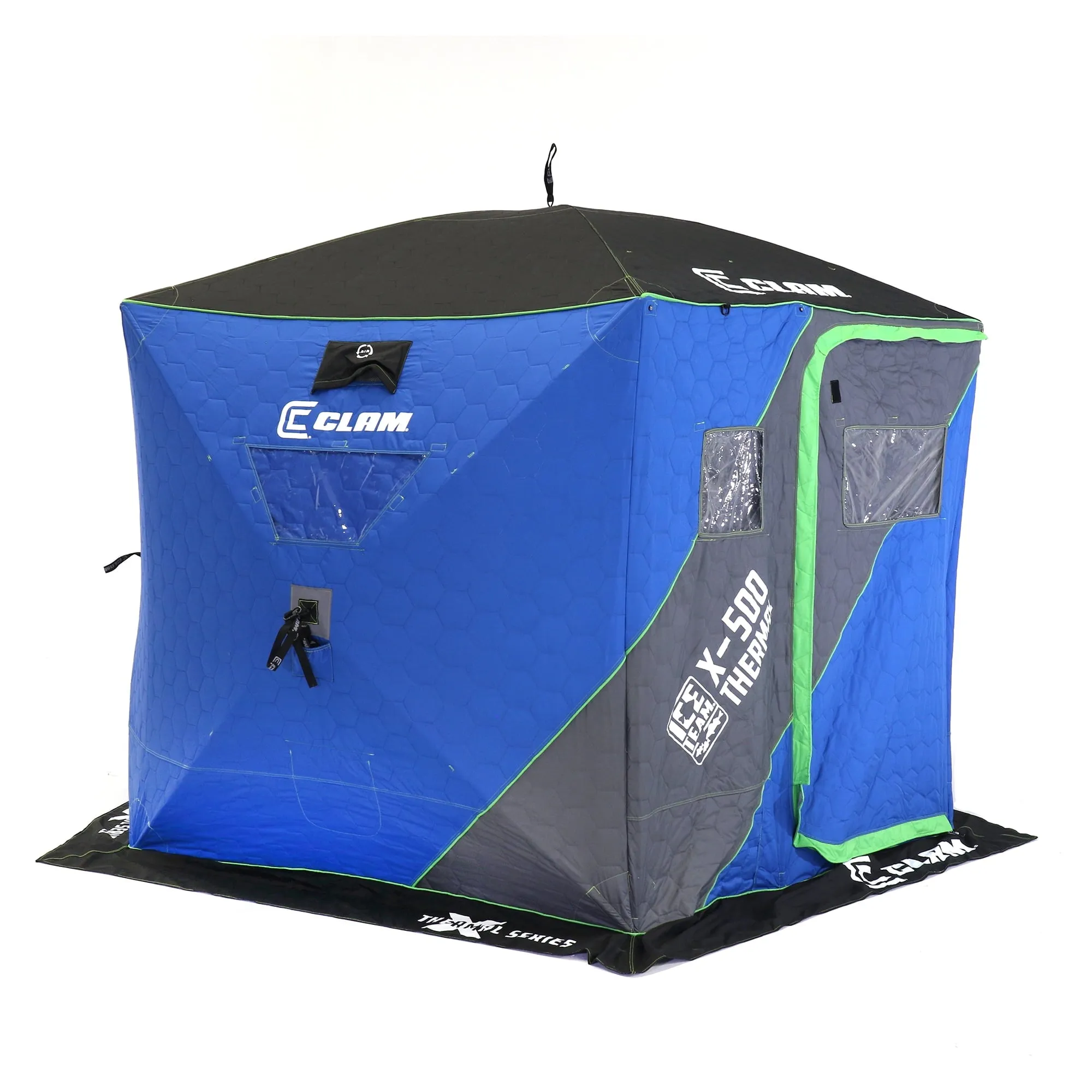 timeless X-400 Portable 4 Person 8' Pop Up Ice Fishing Thermal Hub Shelter Tent