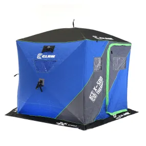 timeless X-400 Portable 4 Person 8' Pop Up Ice Fishing Thermal Hub Shelter Tent