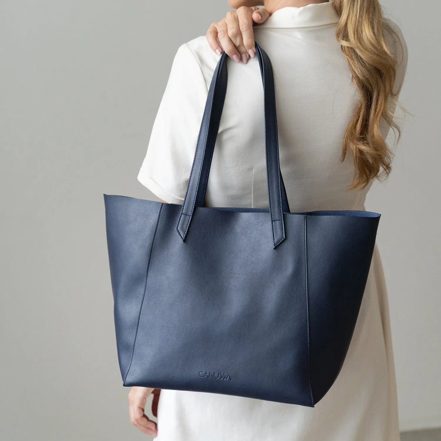 Totissimo Foldable Vegan Leather Tote Bag | Blue