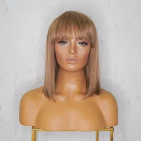 VICTORIA Caramel Human Hair Fringe Wig