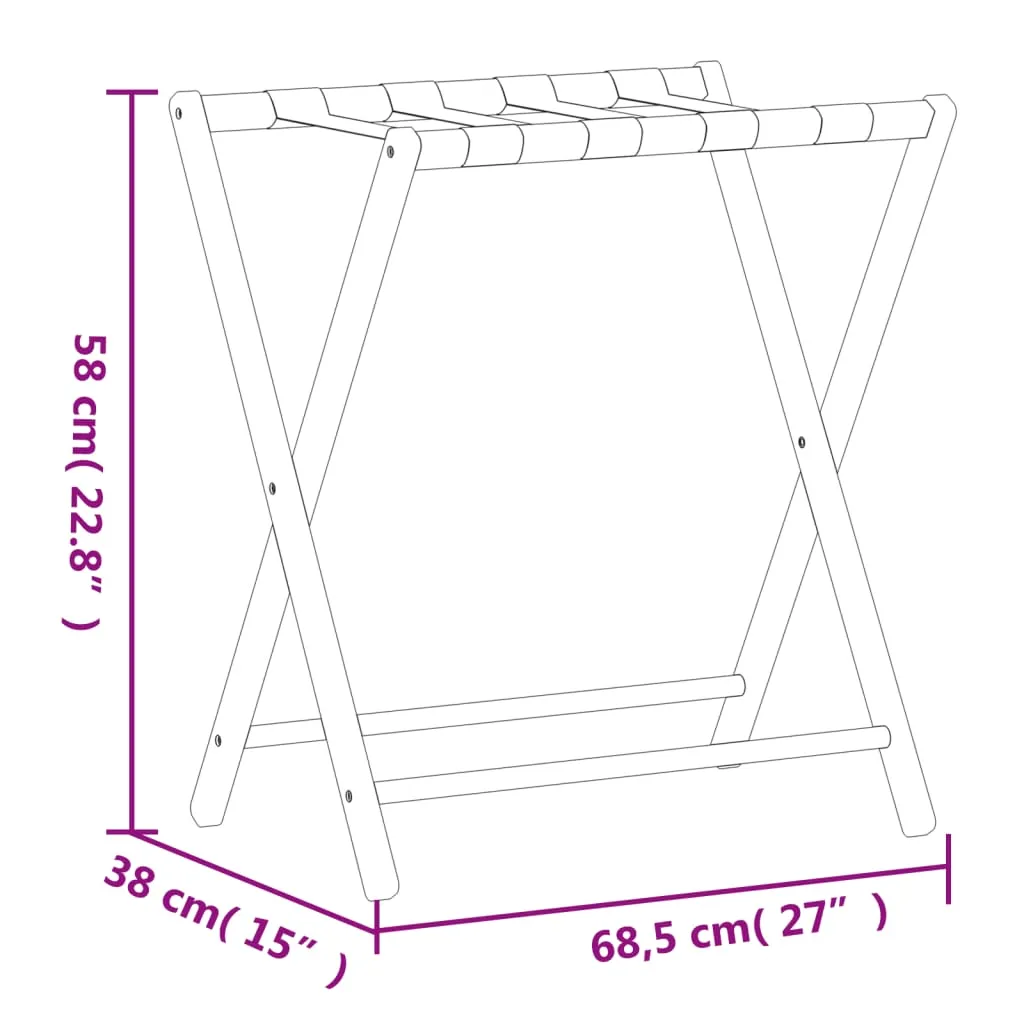 vidaXL Luggage Rack Black 68.5x38x58 cm Bamboo