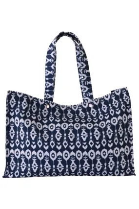 Walker & Wade Weekender Tote  Indigo Ikat