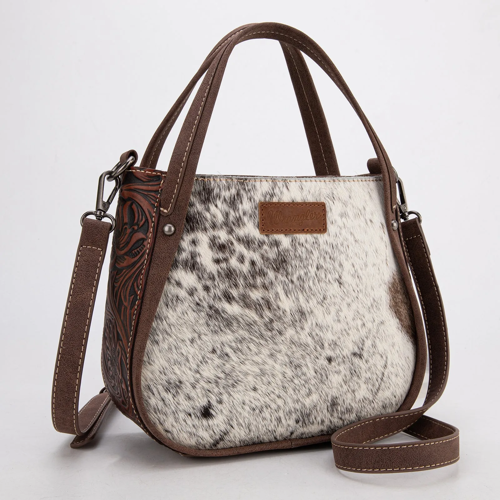 WG169-2022  Wrangler Genuine Hair-On Cowhide Tote/Crossbody -Coffee