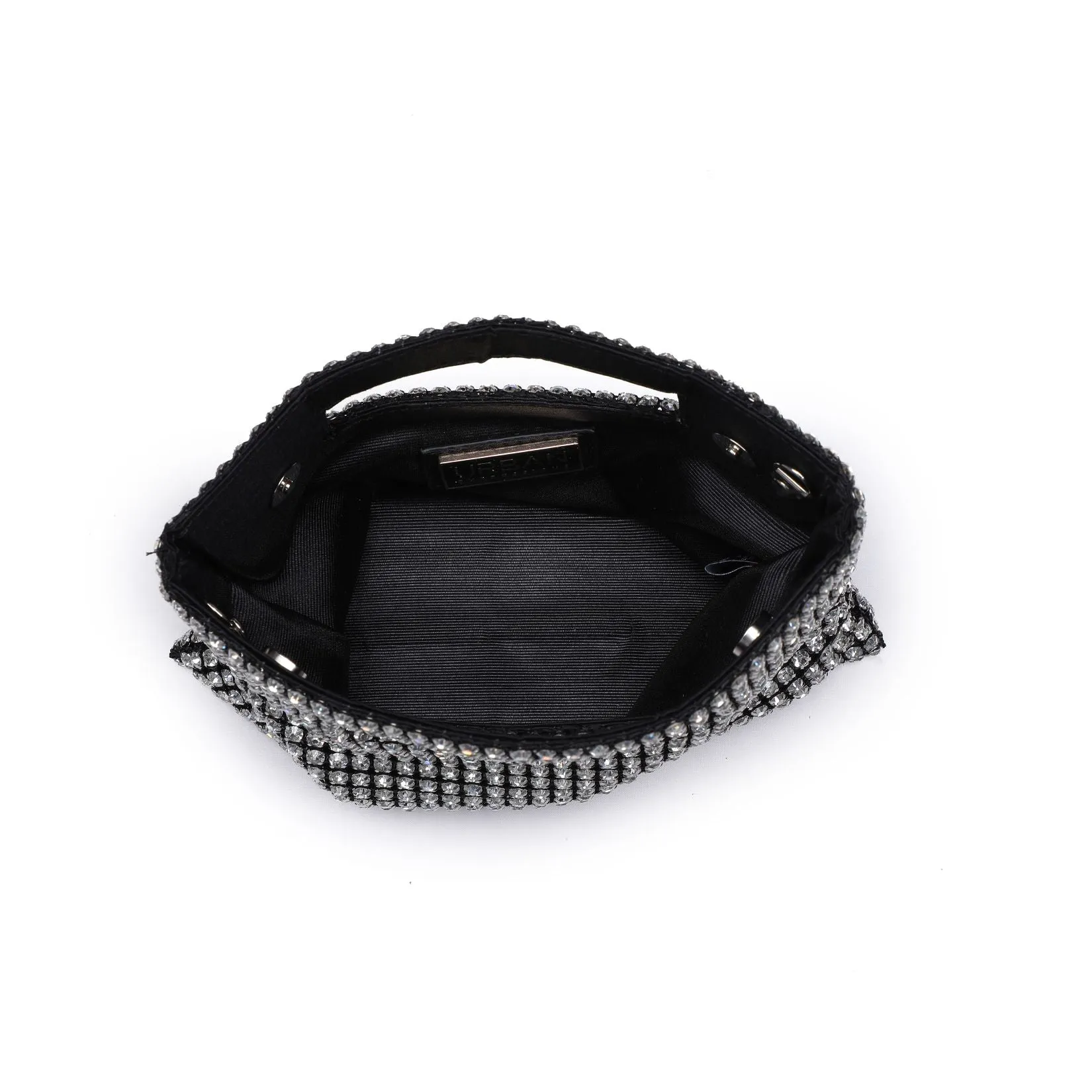 Yuki Rhinestone Top Handle Pouch Mini Disco Evening Bag - Silver